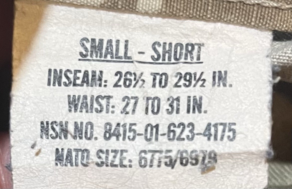 Army Combat Pants Uniform Small/Short, Fits 27-31
