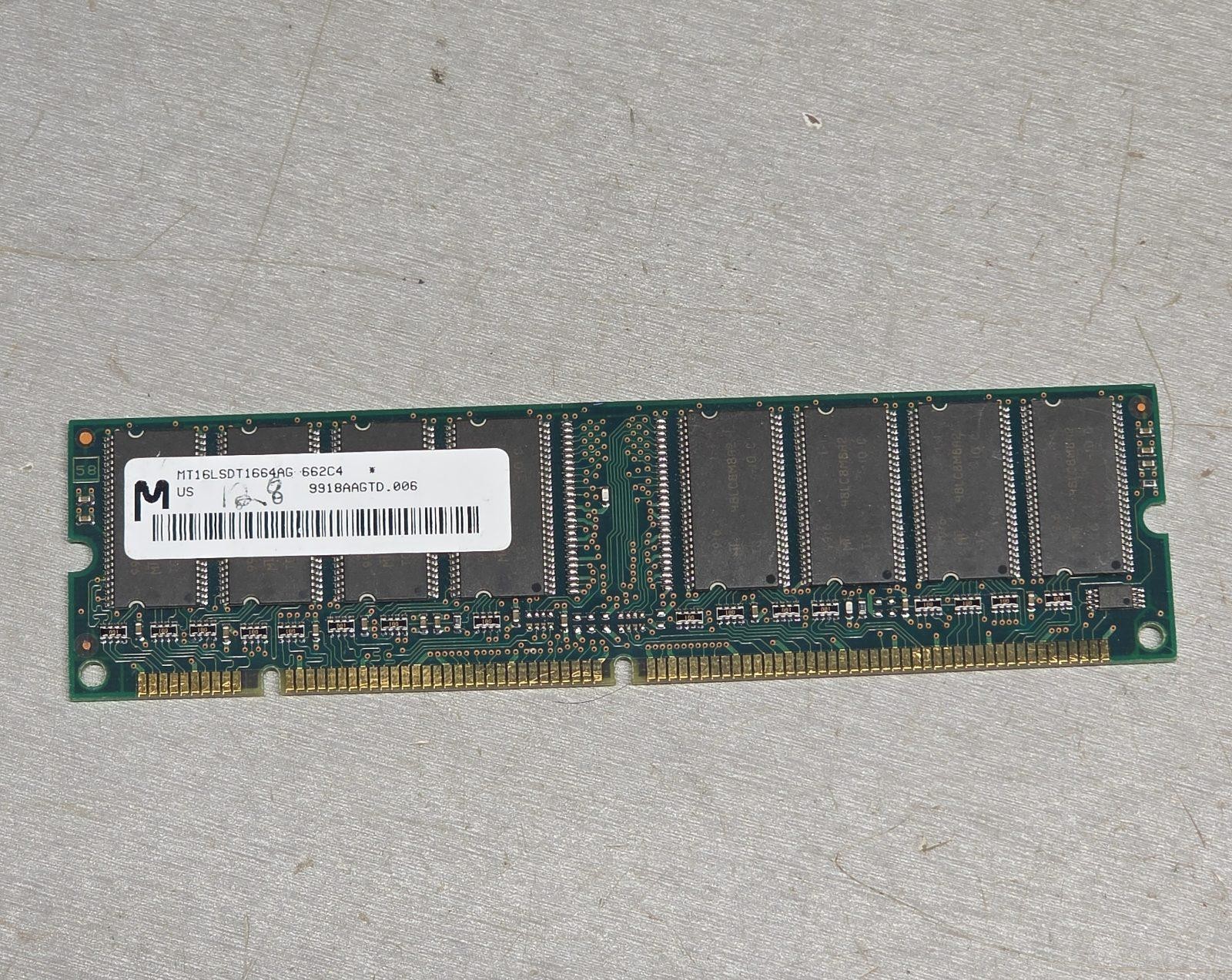 Micron MT16LSDT1664AG-662C4 128MB PC66 SDRAM DIMM Desktop Memory Module
