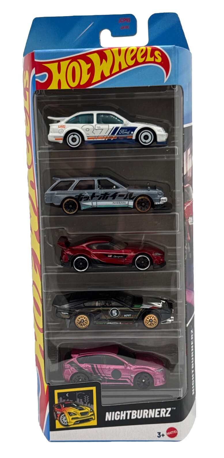 Hot Wheels 2025 HW Nightburnerz 5 Pack GR Supra WRX STi Veloce Maxima Cosworth