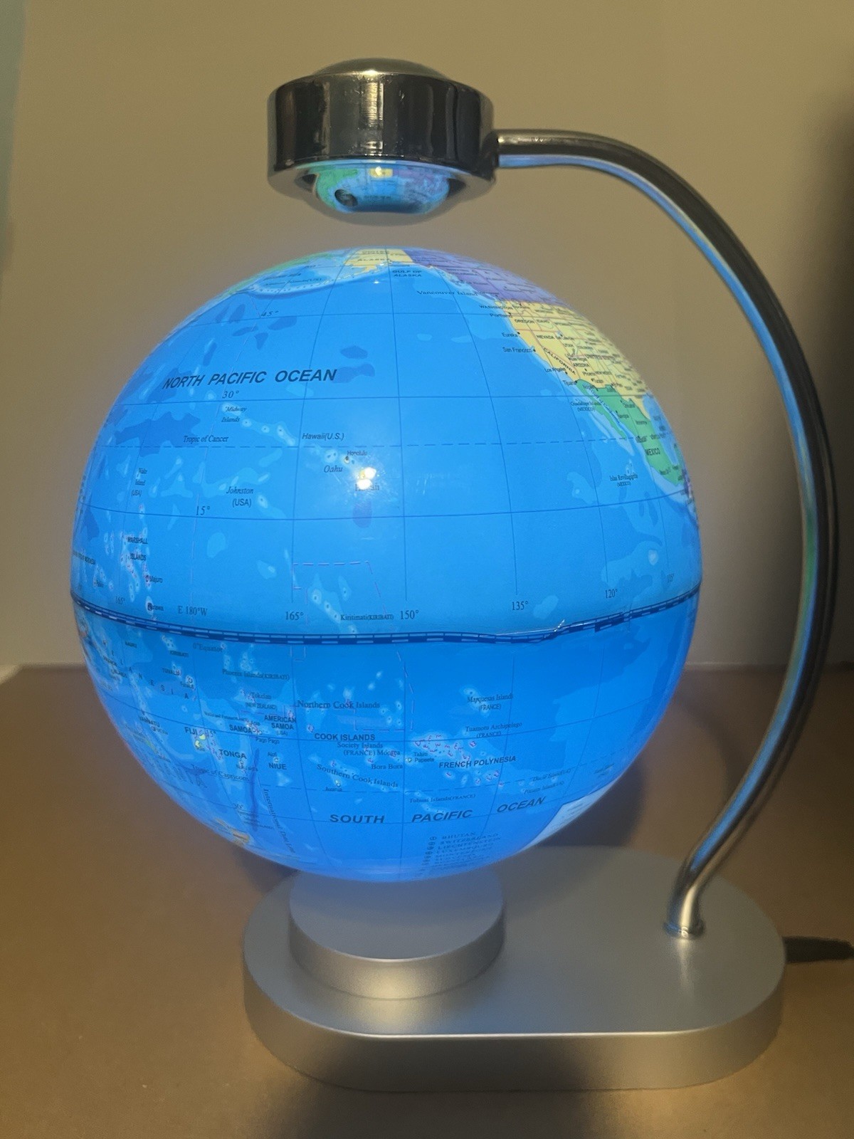 Floating Globe 8'' Magnetic Levitation Rotating Illuminated World