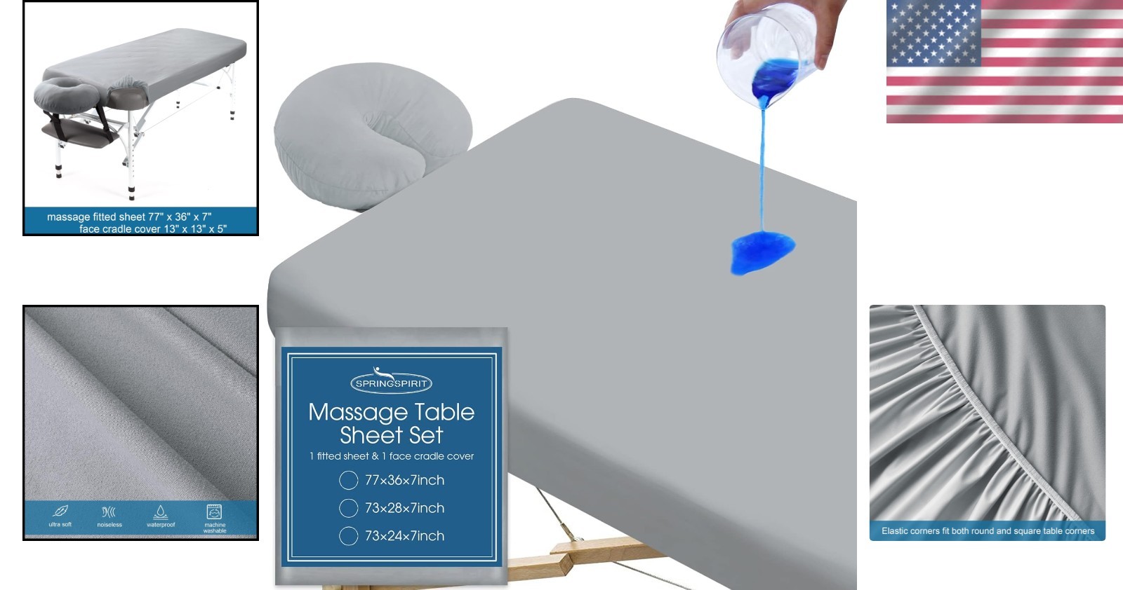 Essential Waterproof Massage Table Sheets Set - Fitted & Face Cradle Covers