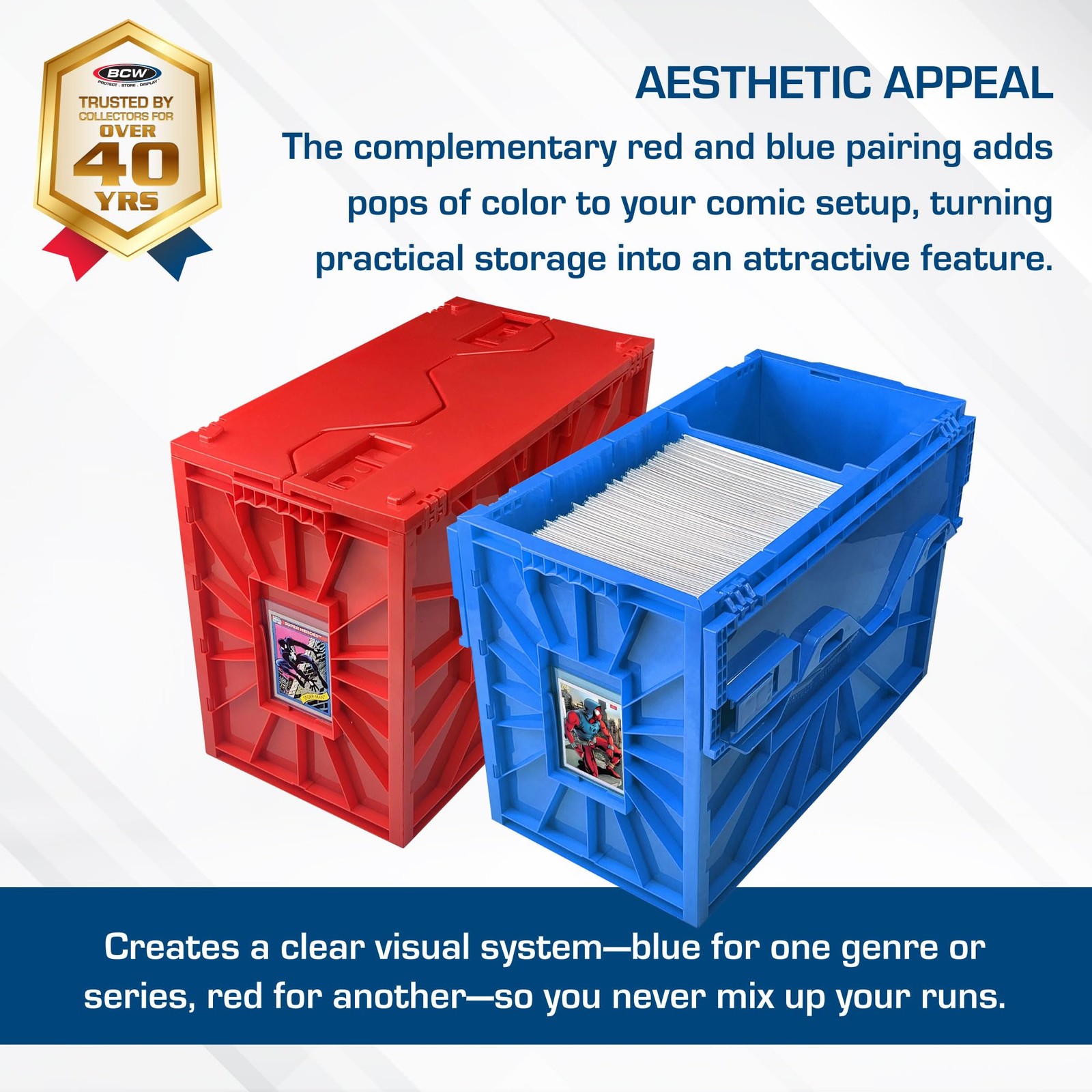 Bcw Red Short Comic Bin Set Comic Book Organization For Comics