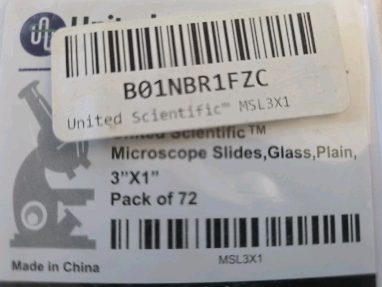 United Scientific - Microscope Slides 3"x1" 72 Pack