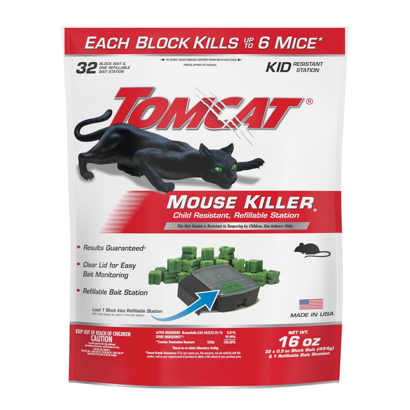 Mouse Mice Rat Killer 32 Blocks Bait Poison Rodent Station Trap Tomcat Control