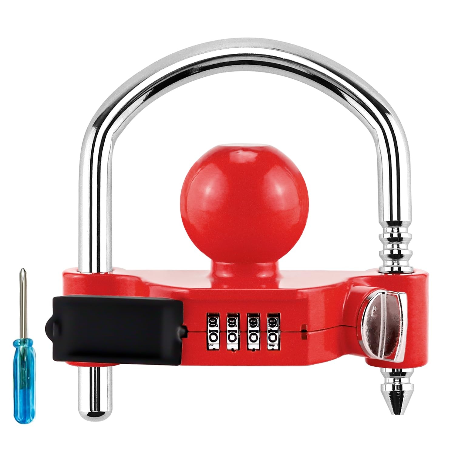 Cenipar Red Trailer Hitch Lock with Combination Lock, Fits 1-7/8”, 2”,