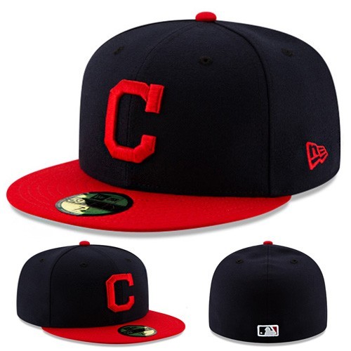 New Era Cleveland Indians Navy Fitted Hat MLB Classic 2019 Home 2Tone Cap