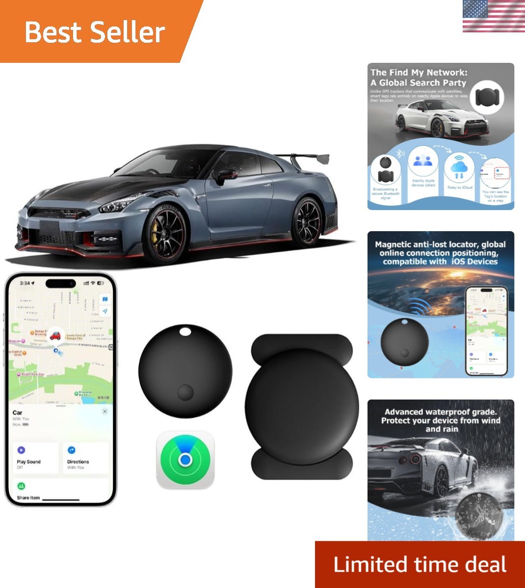 Mini GPS Tracker for Vehicles, No  Fees, Bluetooth Tracker Tag | Magnetic Tra...