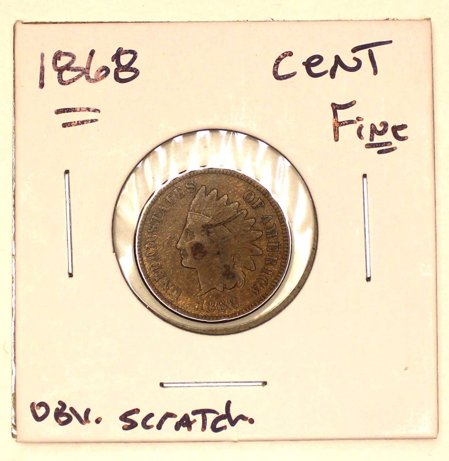 1868 Indian Cent Fine Condition Batter Date !!