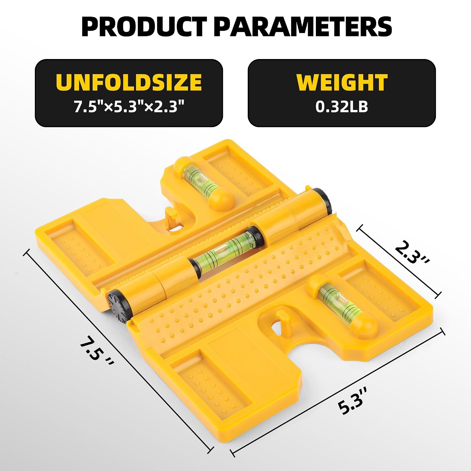 Magnetic Post Level 270° Adjustable Folding Post Level Tool with 3 Vials Elastic