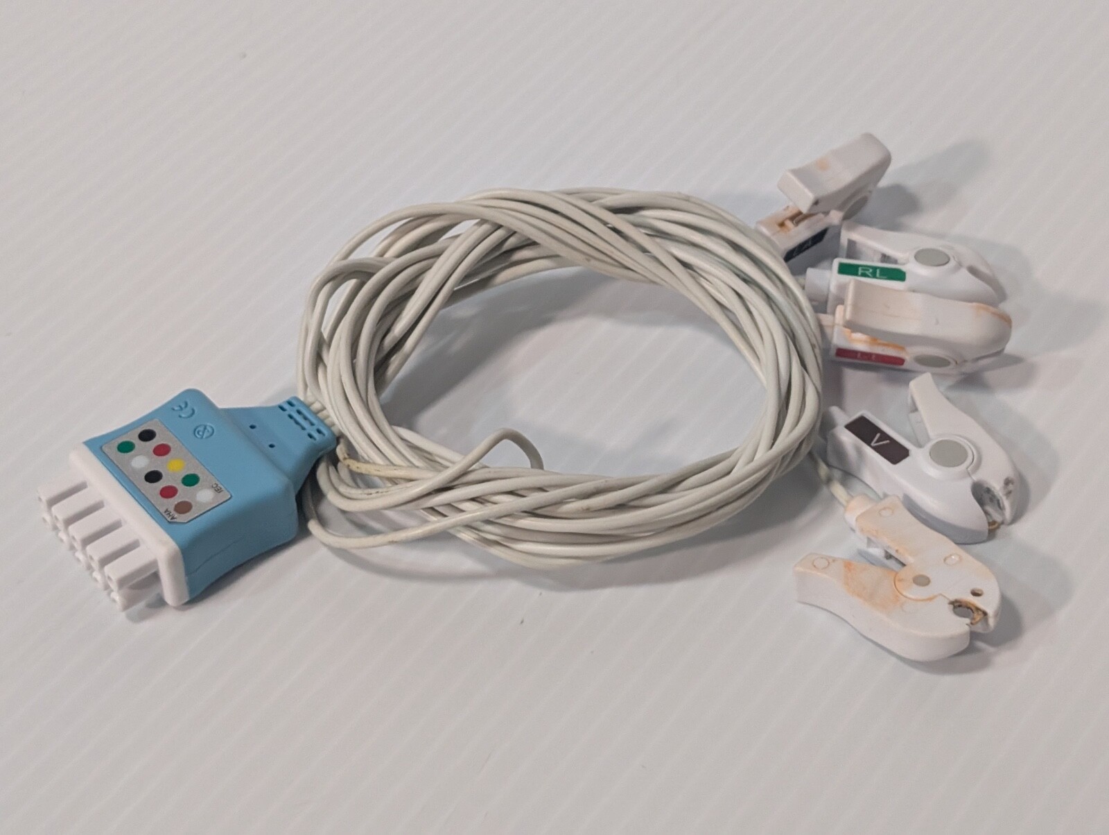 GE Marquette Compatible LQ590DP0 5 Lead Clip Style ECG Leadwires, 10 PIN End