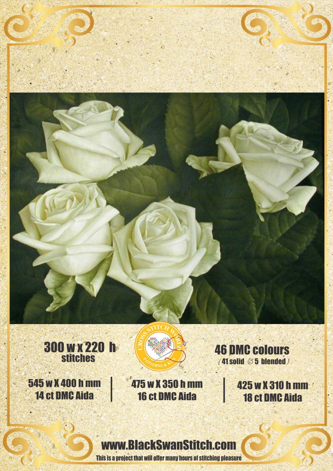 Rose's splash 751 Chart Counted Cross Stitch Pattern Needlework