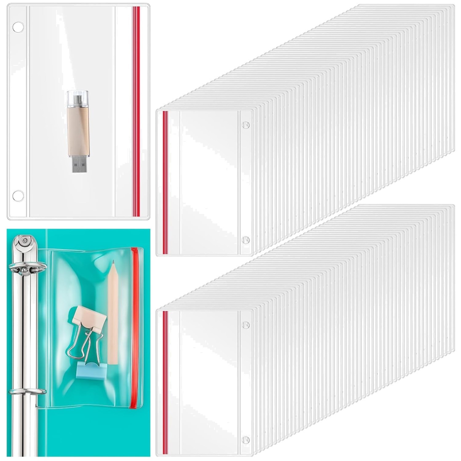 Bulk Transparent Zipper Case for USB Storage (50 Pack)