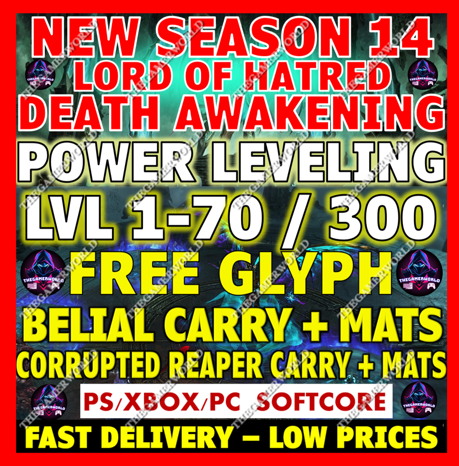 🔥DIABLO 4 SEASON 14✨POWER LEVELING✨GLYPH PIT RUN GOLD MATS RUNES✨✅PC PS XBOX✅+