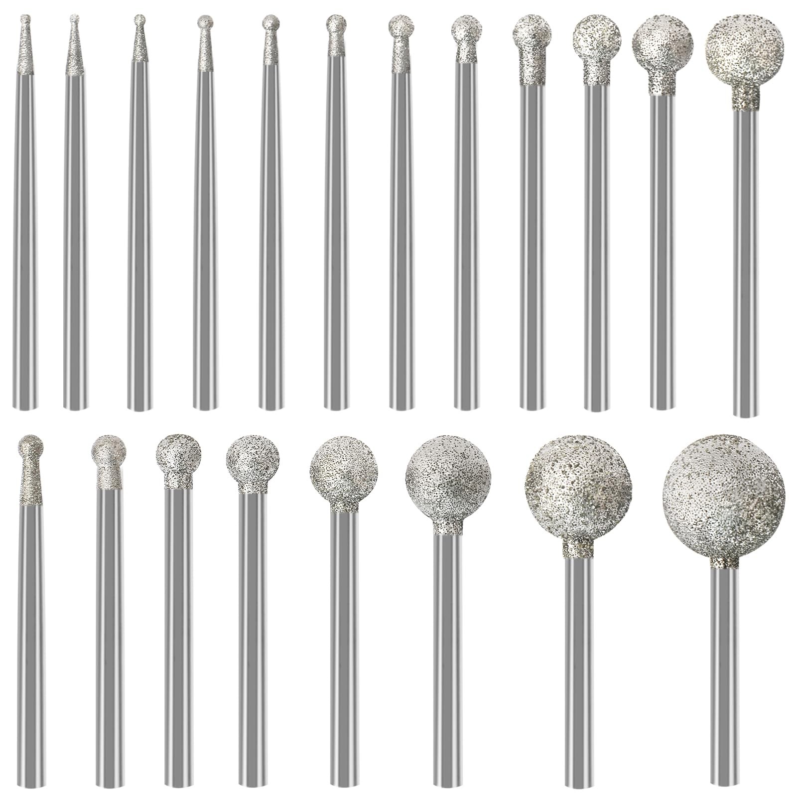 20Pcs Diamond Grinding Bits for Dremel, Ball Shape Diamond Rotary Bit Rotary ...