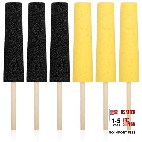 Shimmeroo 6PCS Pottery Sponges for Clay with Stick, 2 Colors Reusable Pottery