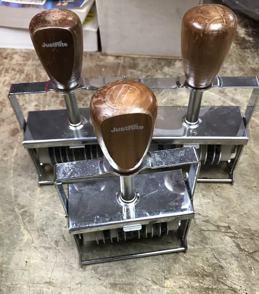 Justrite 54 Self Inking Metal Stamp Lot Of 3