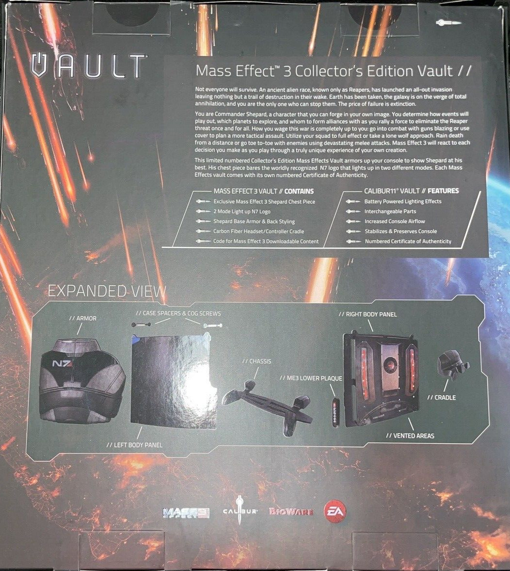 4 Case Bundle VAULT: MASS EFFECT 3 XBOX 360 SLIM/XBox360 Case White/Black/Gray