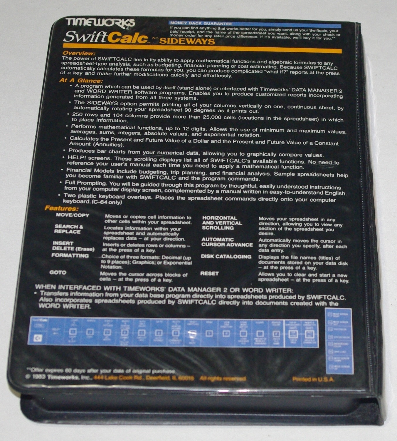 SWIFT CALC by TIMEWORKS spreadsheet C64 Disc software. 1983 excellent