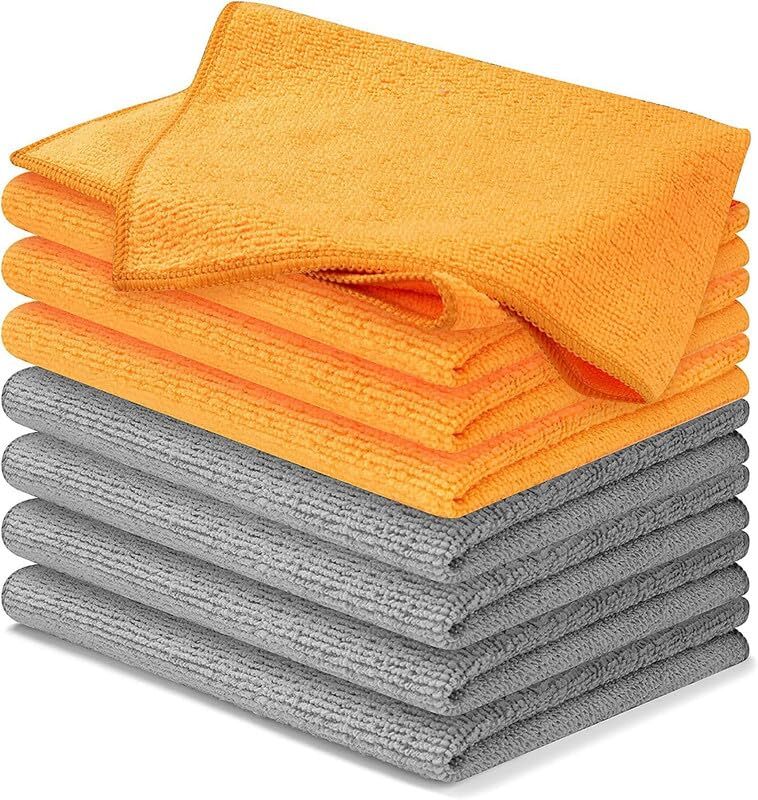 Microfiber Cleaning Cloth 8 Packs 12"x11" High Performance 1200 Washes Ultra Abs