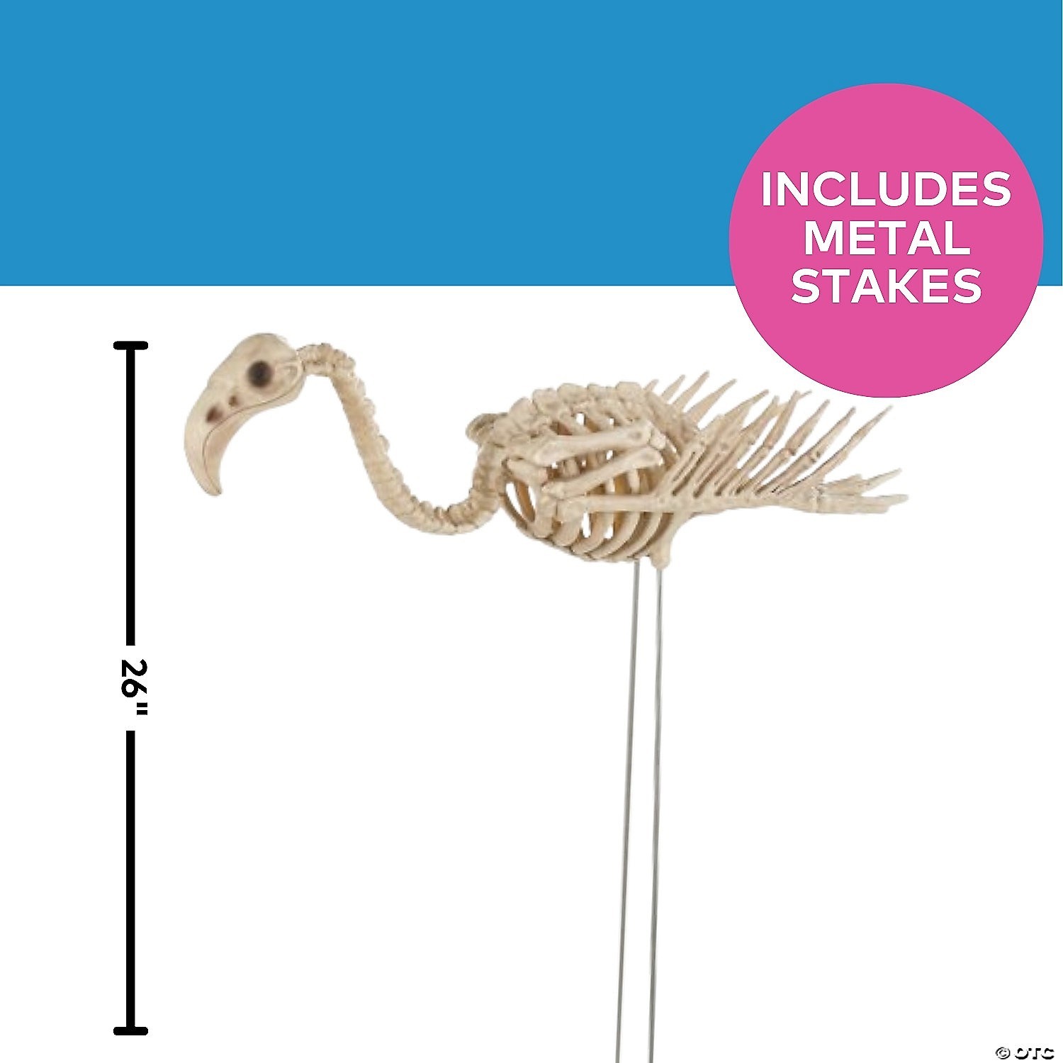 19 3/4" x 26 Flamingo Skeleton Yard Decoration Halloween Prop Haunted House New