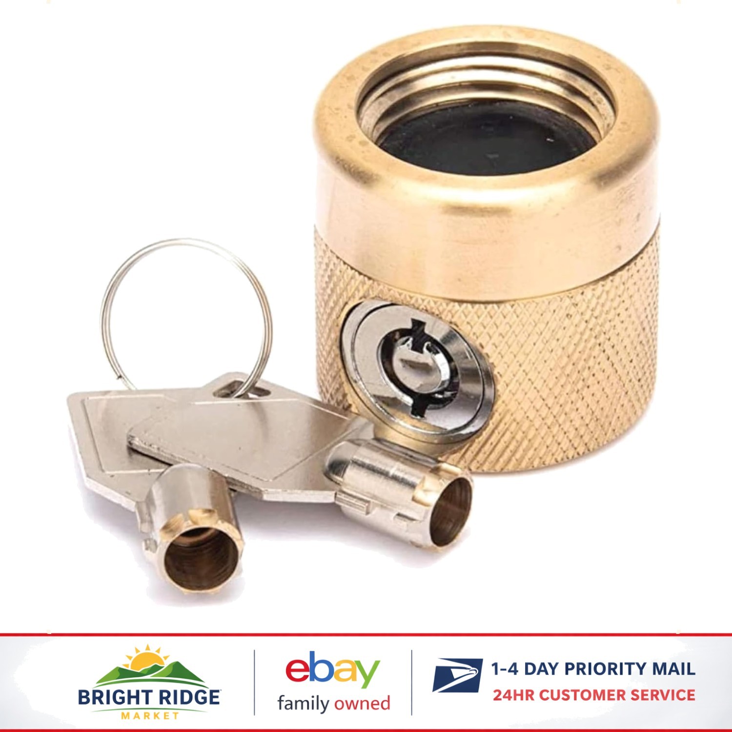 Brass Faucet Lock for Outdoor Use, Prevents Unauthorized Water Usage Effectively