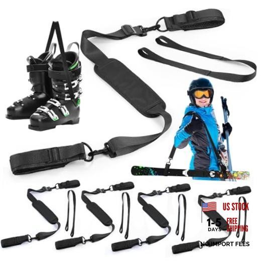 Adjustable Ski Straps and Pole Carriers Black 4