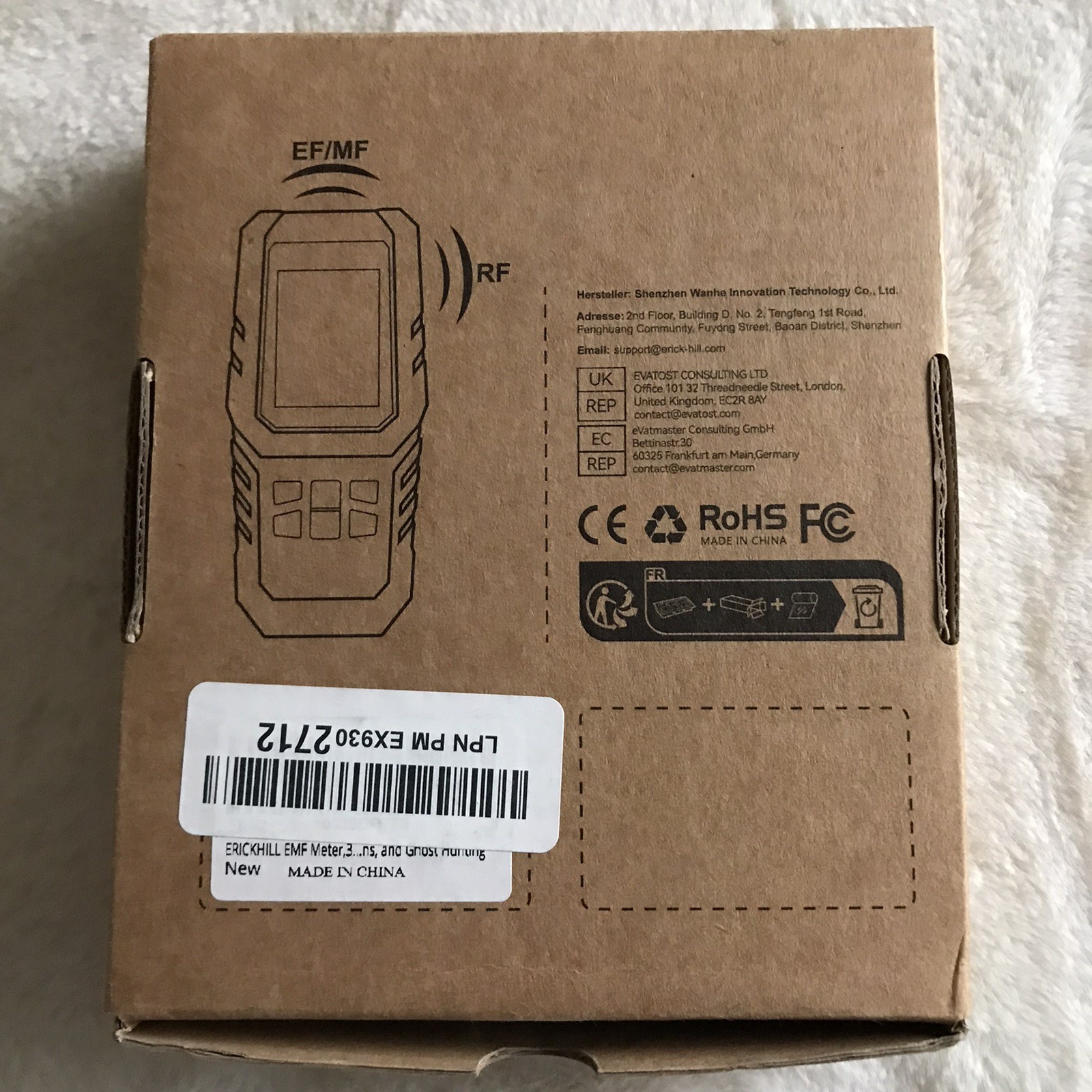 ERICKHILL ER02 EMF Meter Electromagnetic Field Radiation EF RF MF Detector Tool