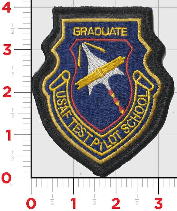 4" USAF AIR FORCE TEST PILOT SCHOOL GRADUATE HOOK & LOOP EMBROIDERED PATCH