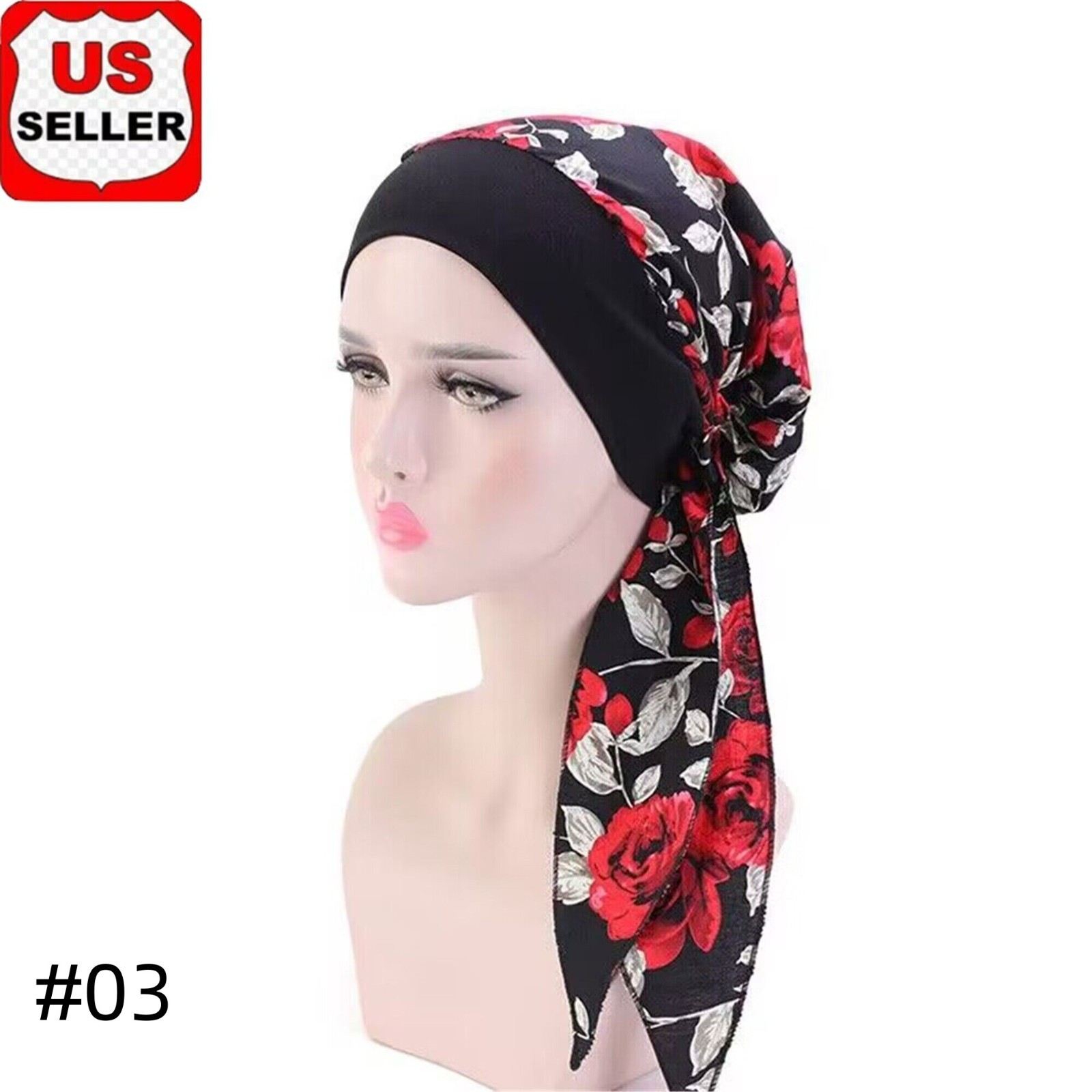 Fashion Muslim Womens Head Scarf Chemo Hat Turban Headwear Bandana Beanie 595