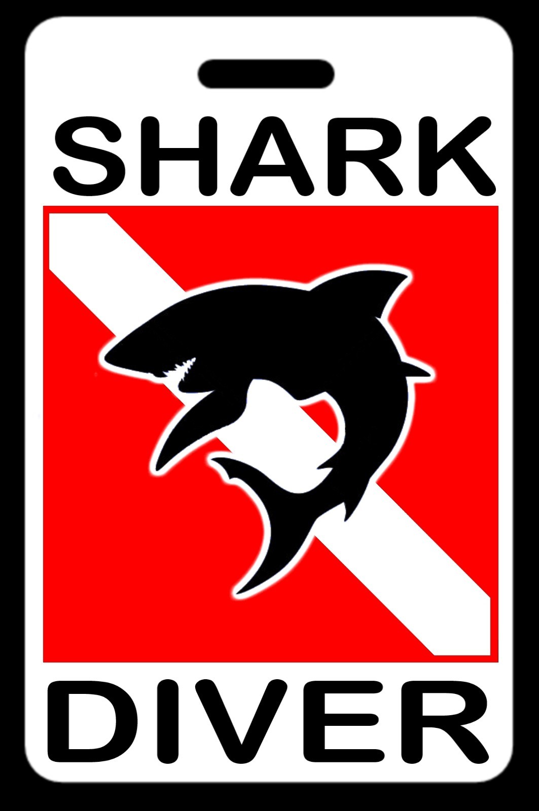 Shark Diver w/ Silhouette SCUBA Diving Luggage/Gear Bag Tag - New