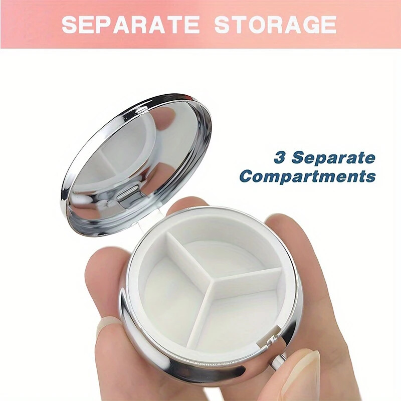 Sun and Moon 3-Compartment Pill Box Portable Travel Size