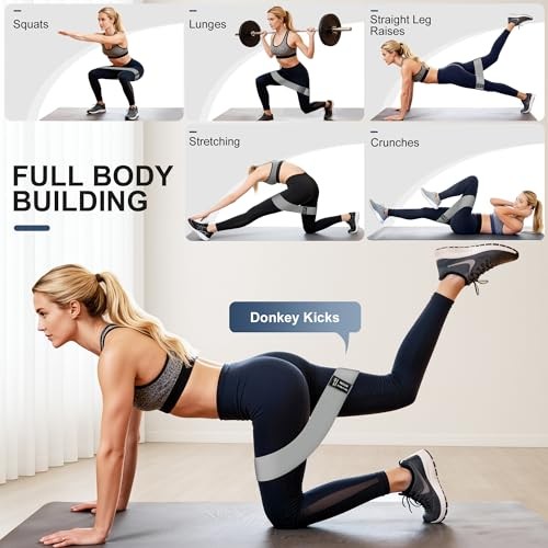 Fabric Resistance Bands for Working Out, 3-Level Non-Slip Exercise Bands for