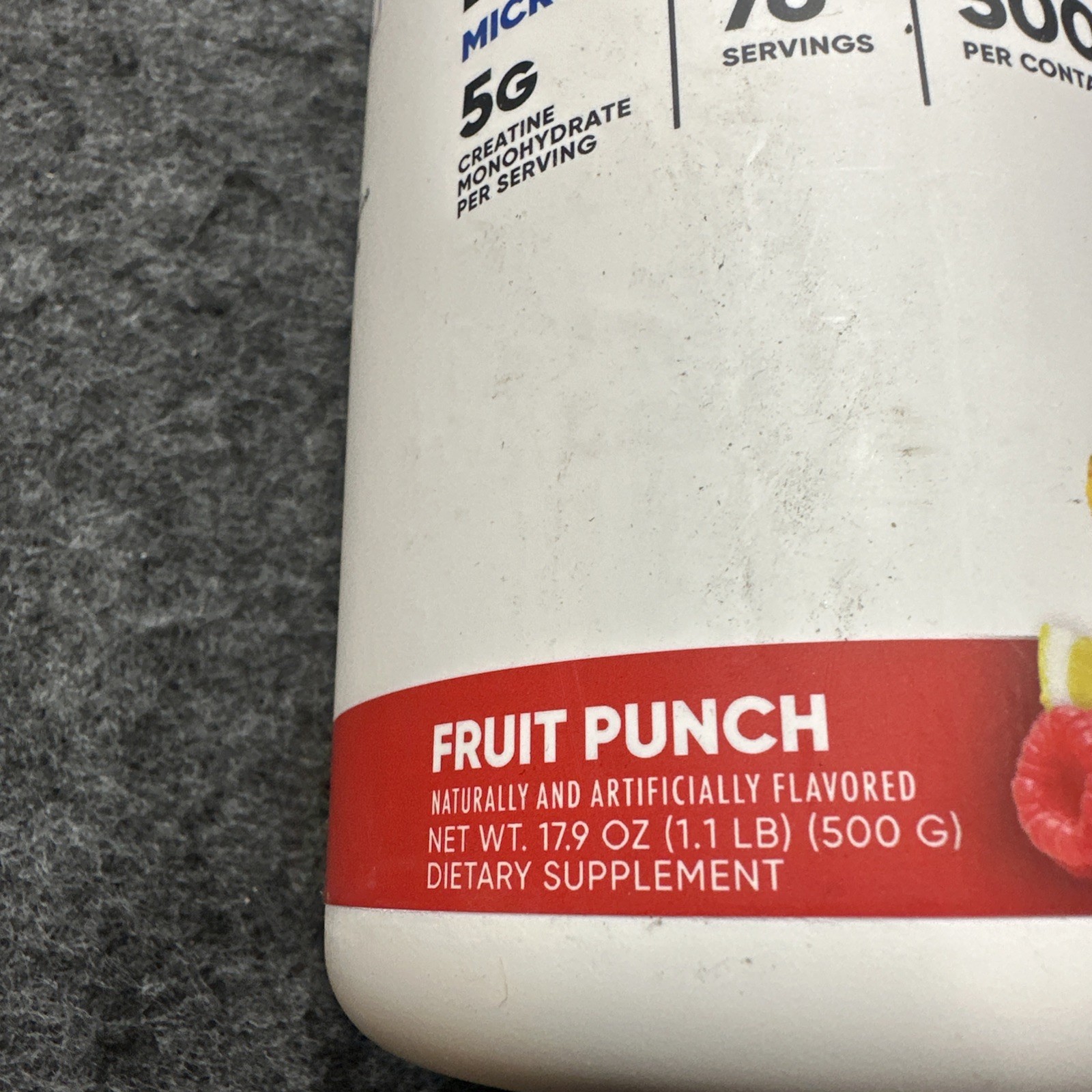 Nutricost Performance Creatine Monohydrate Powder Fruit Punch 500G Exp 5/28