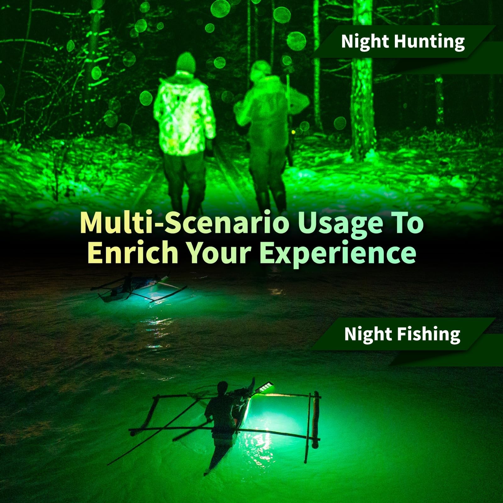 High-Intensity 16000LM Green Hunting Light with Motion Sensor & Remote Control -