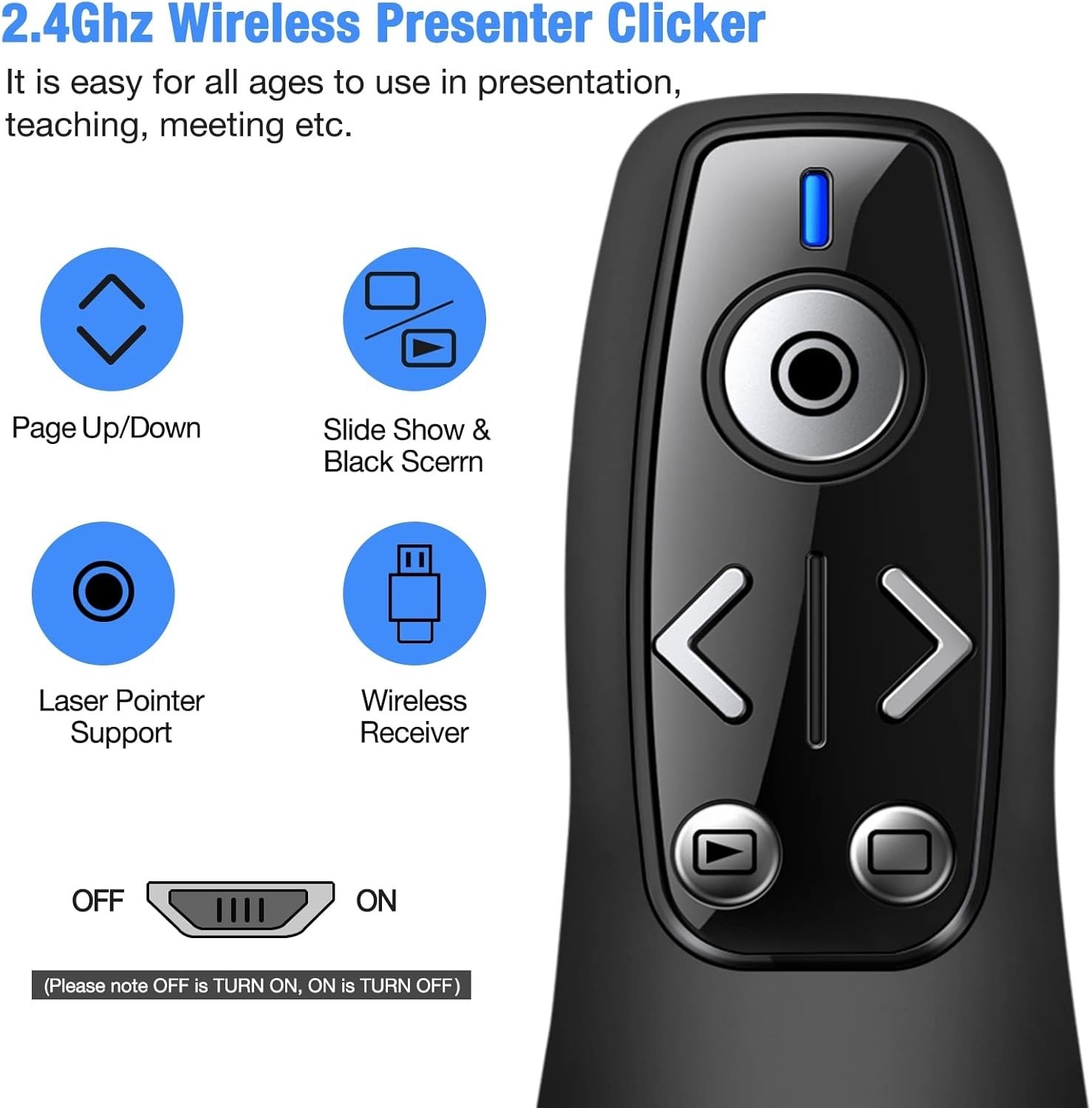 Presentation Clicker Wireless Presenter Remote for PowerPoint, Powerpoint Click