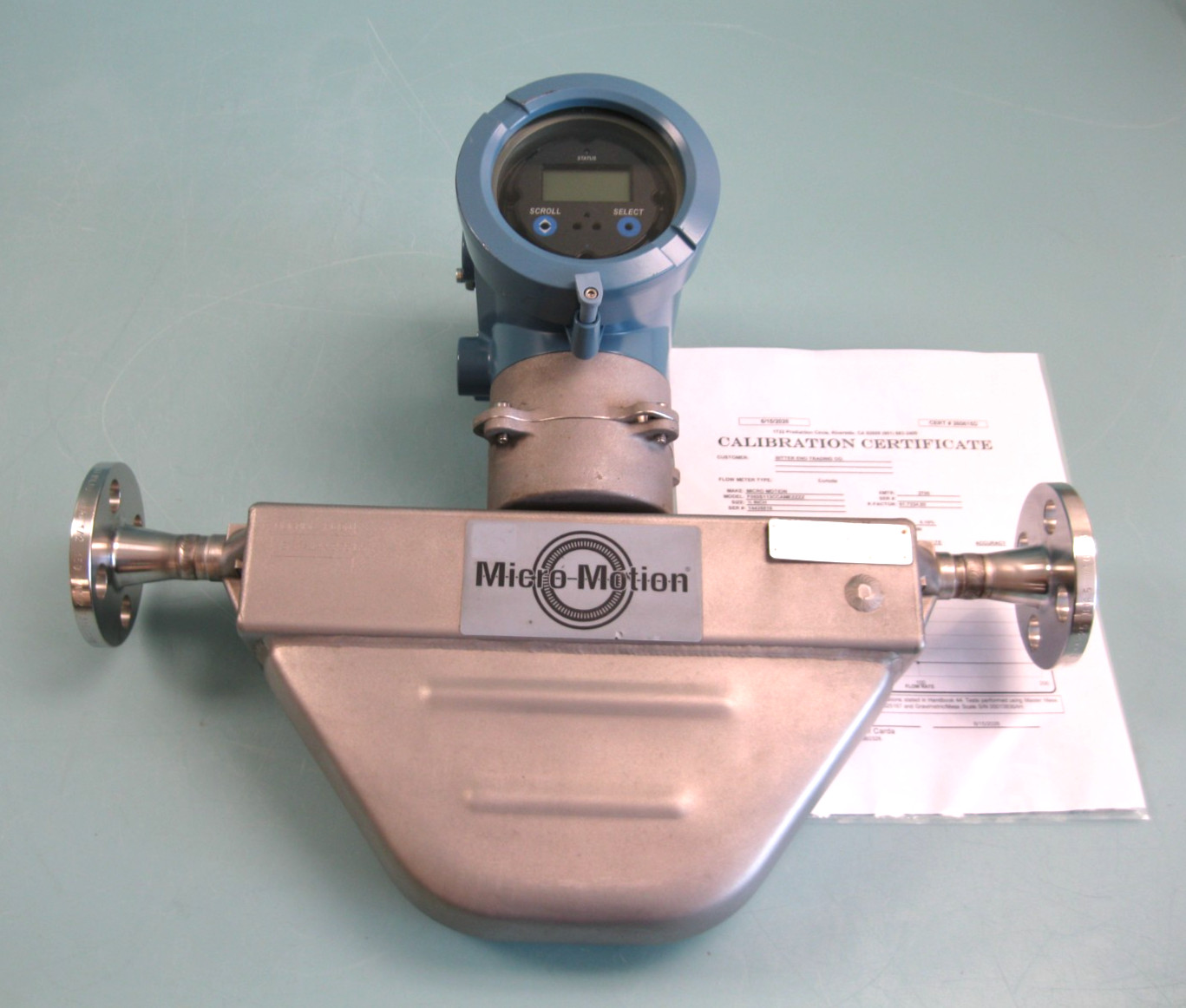 1/2" 150# Micro Motion F050 Mass Flow Sensor 2700 Transmitter CALIBRATED F14