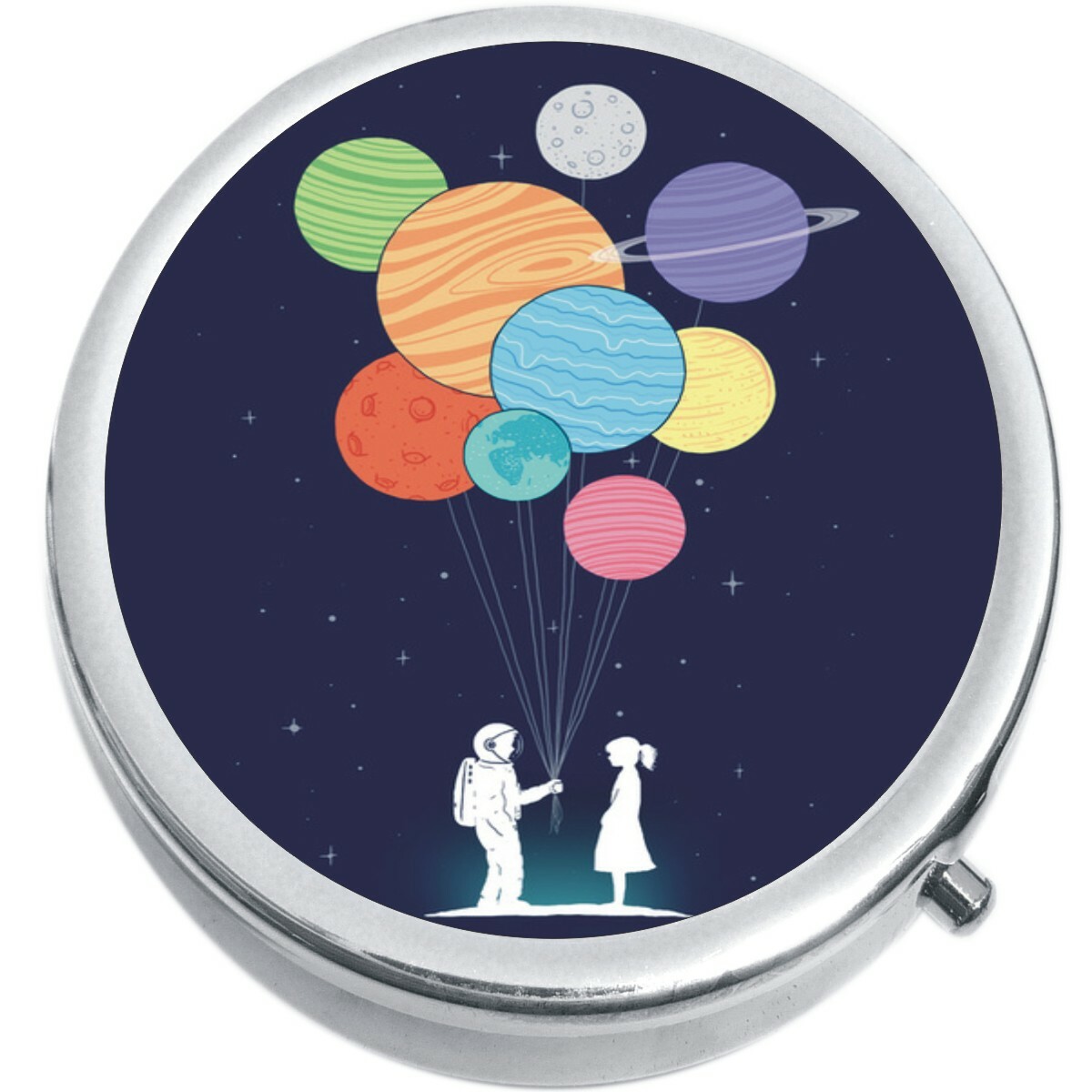 Astronaut Planet Bouquet Medicine Vitamin Pill Box