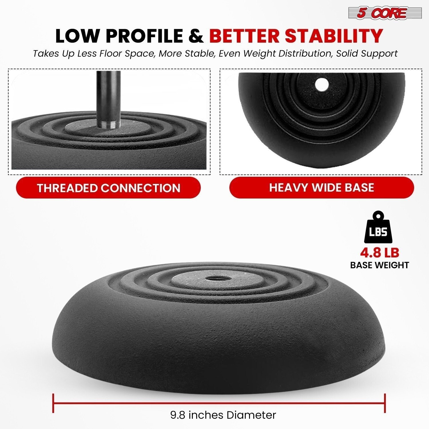 5Core Mic Stand Floor Adjustable Round Base Universal Metal Microphone Stands