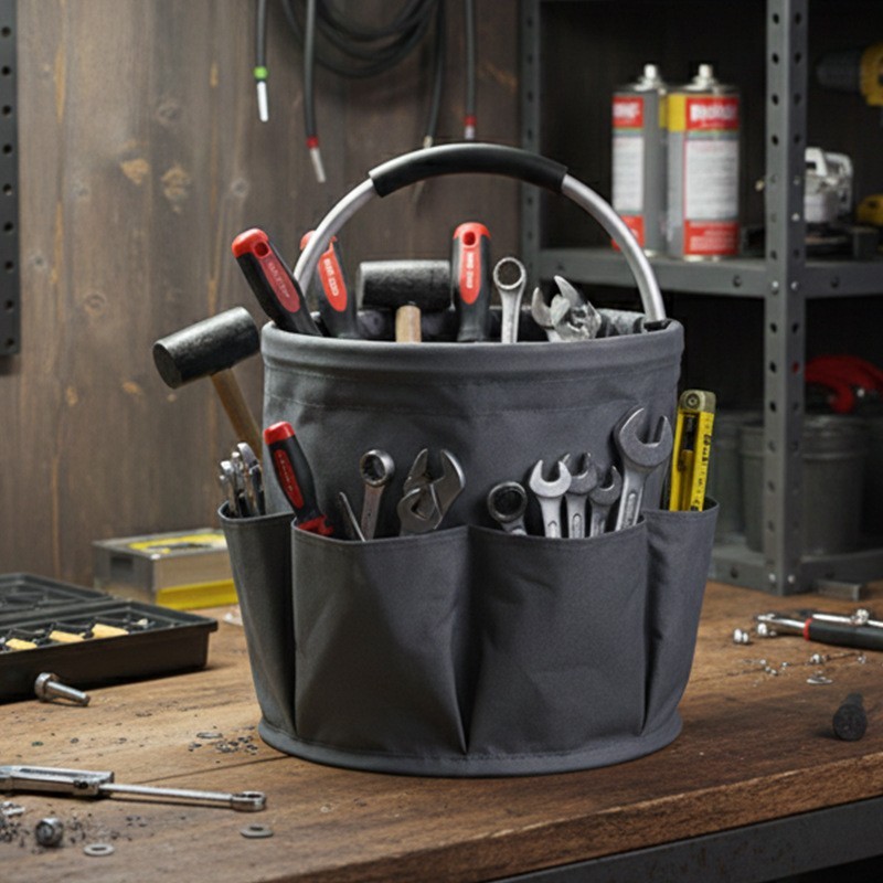 Foldable Oxford Tool Bucket Organizer with Multiple Pockets for Workshop Garage