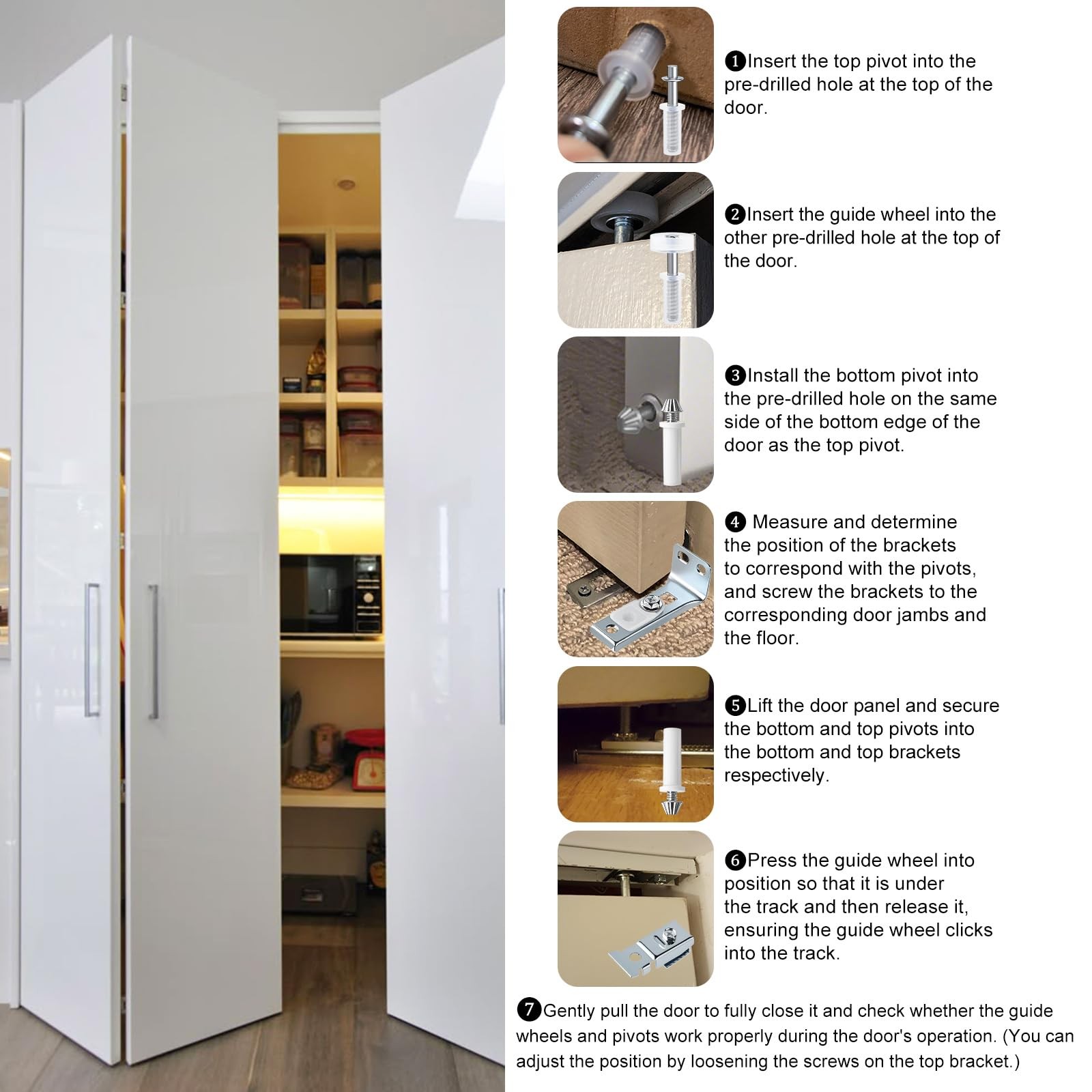 Bifold Door Hardware Repair Kit, 2 Pack Closet Hardware, Silver