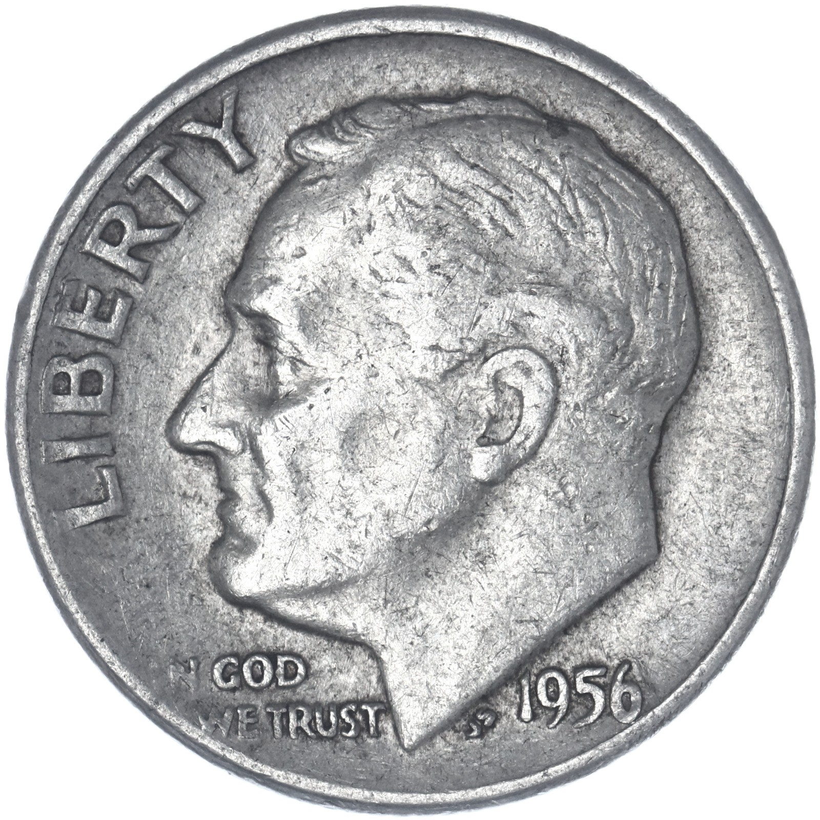 1956 D Roosevelt Dime 90% Silver Extra Fine XF
