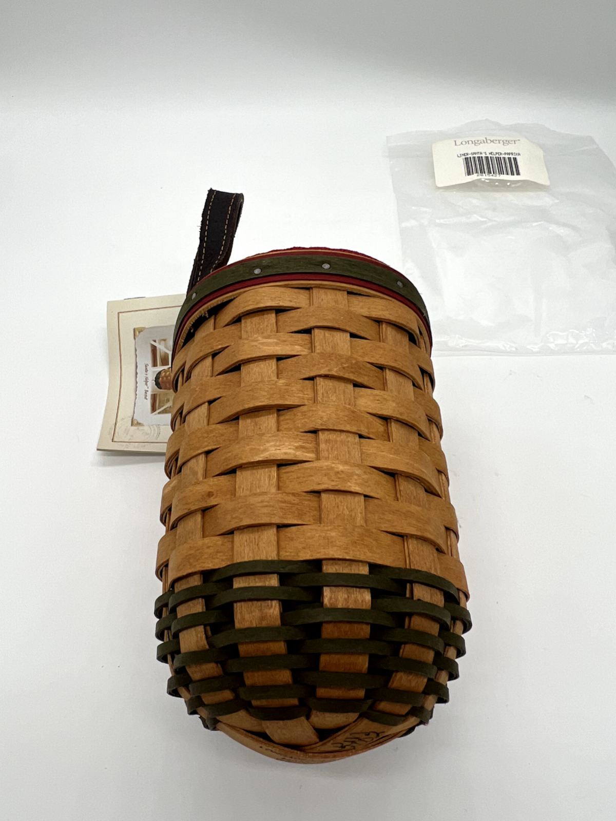 Longaberger Santa's Helper Basket with Protector and Paprika Fabric Liner 2002