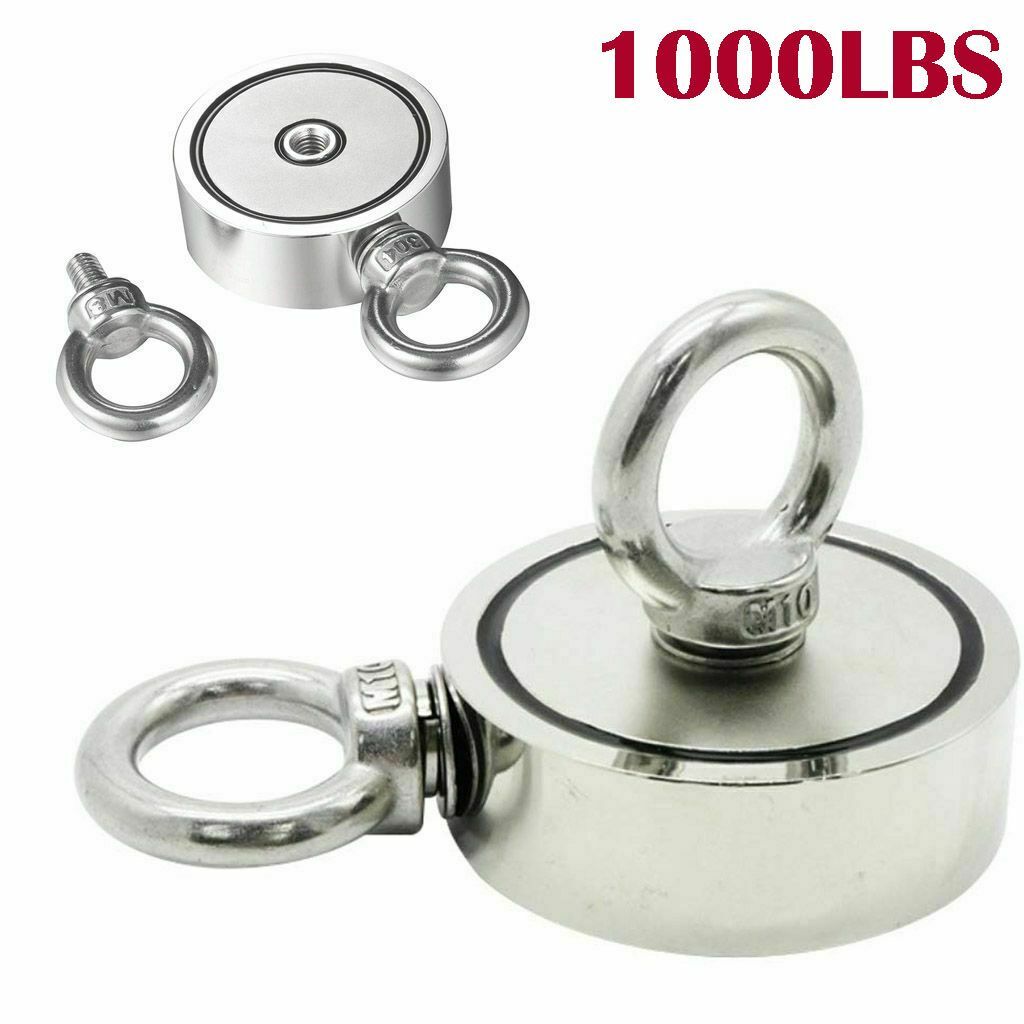 1000LBS Round Double Sided Strong Fishing Magnets Neodymium Pulling Force US