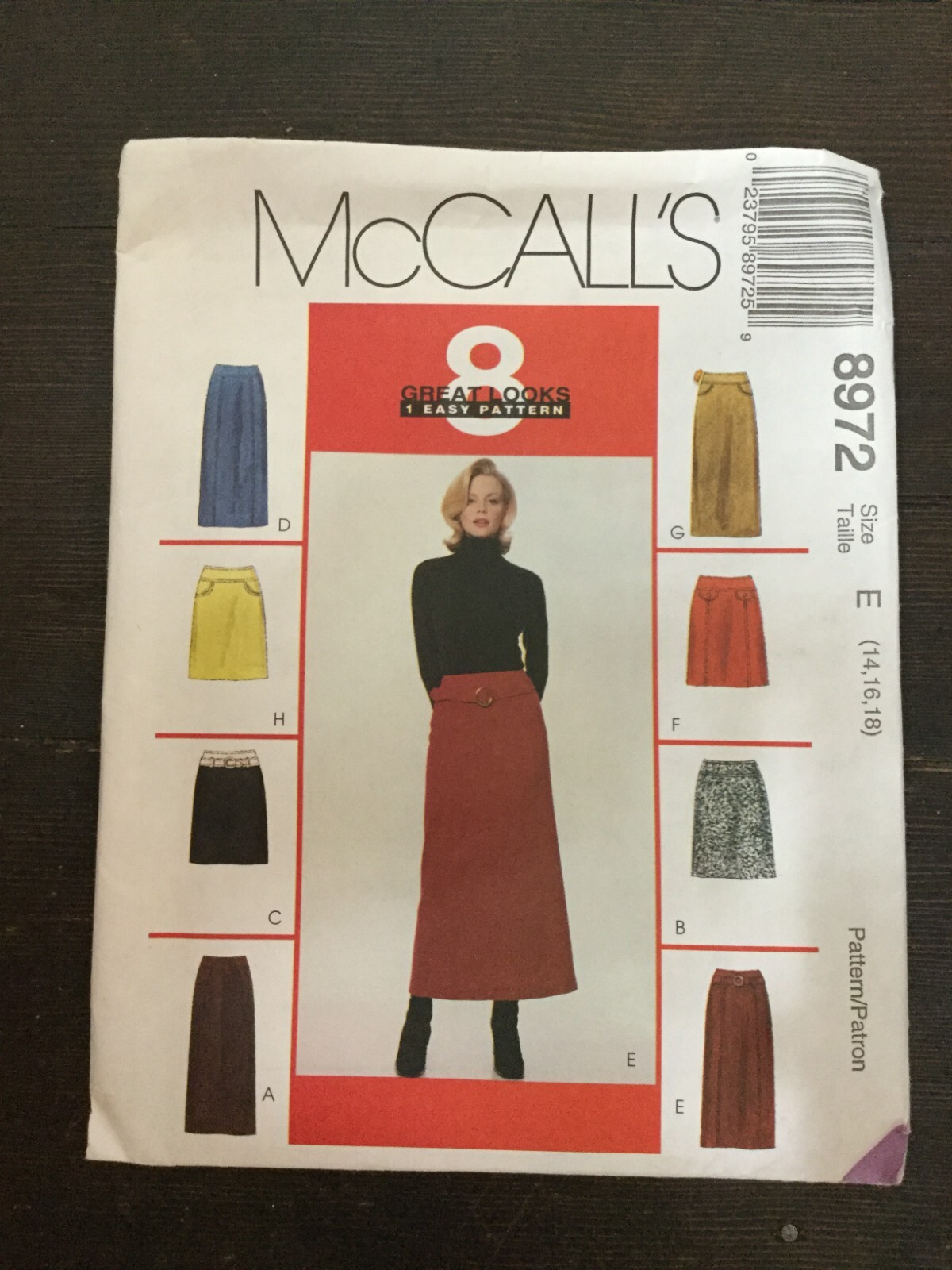 McCalls 8972 Misses Skirts 8 Great Looks Fitted Optional Pockets Sz 14-18 Uncut