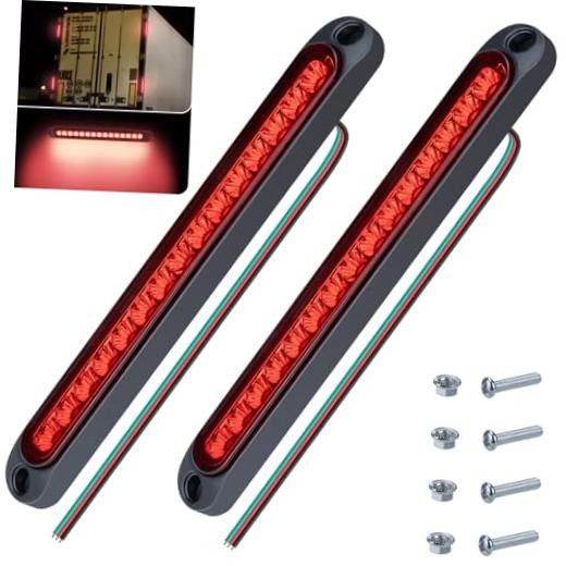 2PCS Led Trailer Tail Light, 10 Inch 15 Red Led Brake Lights Strip Red - 2 PCS