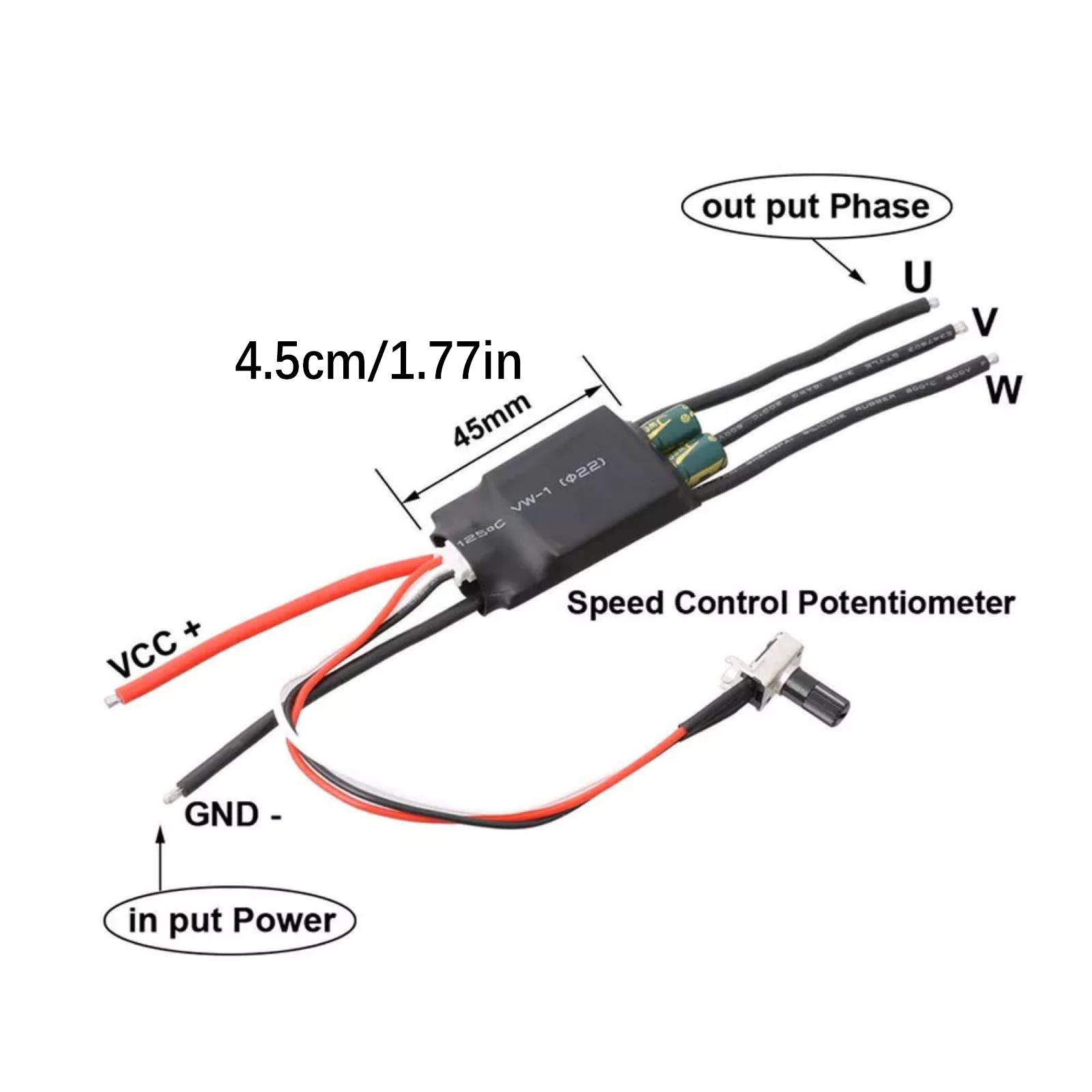 Brandnew 2pcs 3-phase Brushless Motor Driver BLDC ESC Speed Controller 7-24V