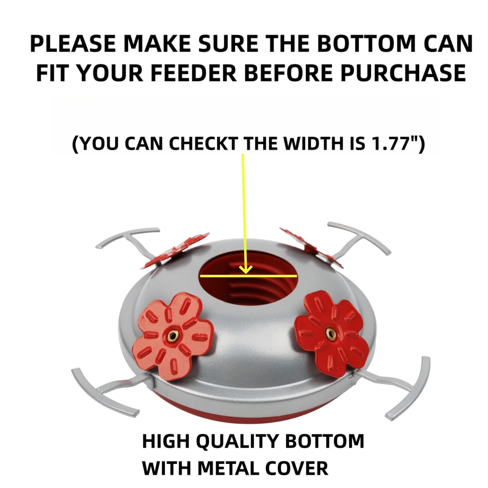 WOSIBO Hummingbird Feeder Bottom (2) Silver