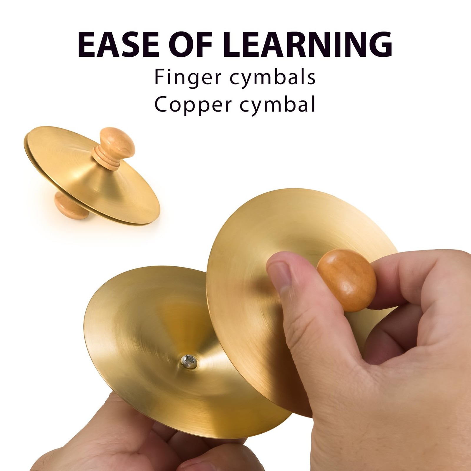 Professional Copper Finger Cymbals Pair - 3.5" (9cm) Mini Percussion for Bell...