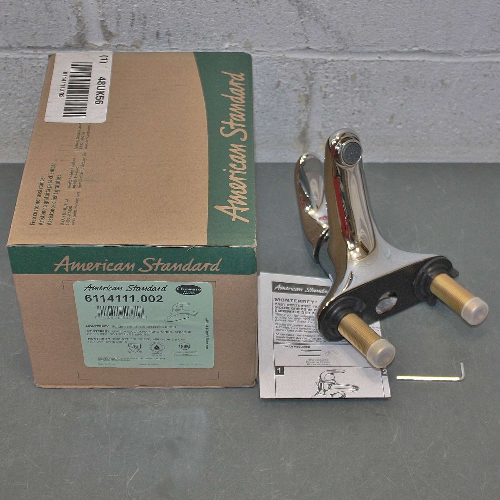 American Standard Low Arc Bathroom Faucet 6114111.002, Monterrey, Deck Mount