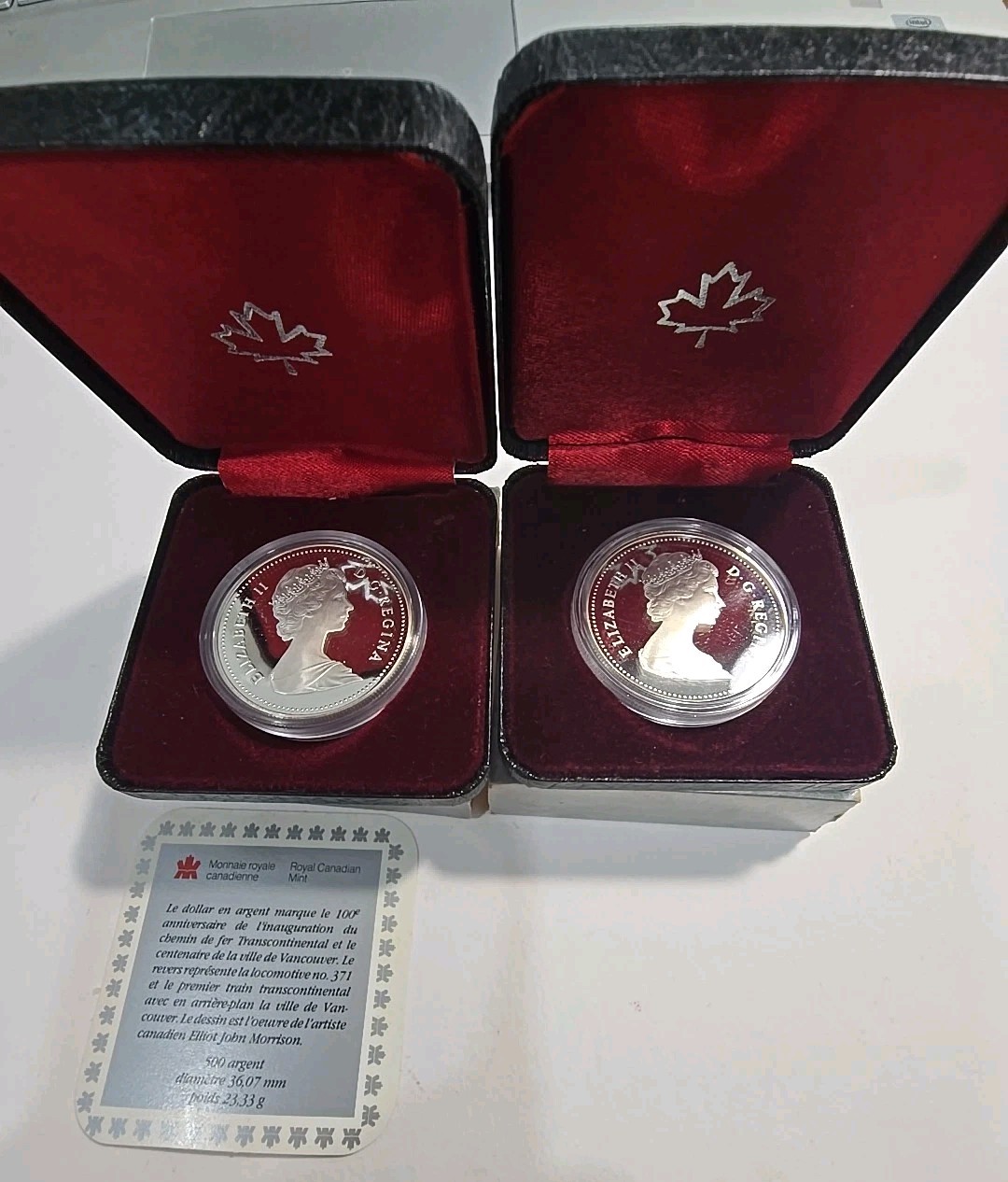1981 & 1986 Canada Proof Dollars .500 Silver Trains